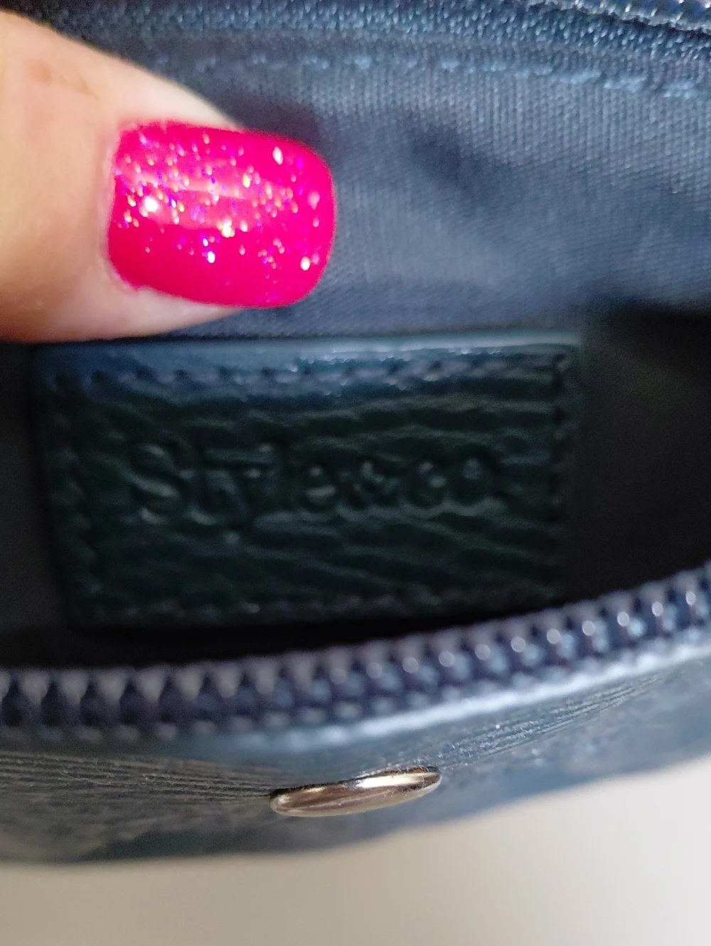 Style & Co Teal Textured Wristlet Bag & Silver Rhinestine Elephant Brooch. New!